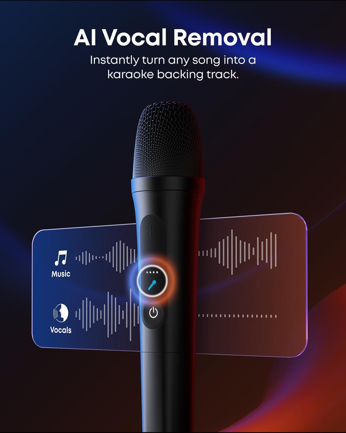 image:imagesoundcore Rave 3S AI Party Speaker with 2 Wireless Microphones 200W Sound AI Vocal Removal Reverb Light Show 12H Playtime Portable Bluetooth PA System for Home Party or Backyard