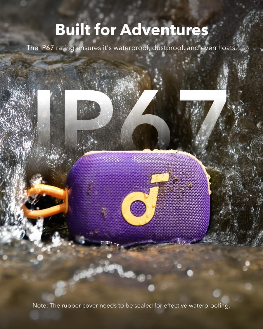 image:imagesoundcore Select 4 Go Bluetooth Shower Speaker by Anker IP67 WaterproofDustproof Portable Wireless 20H Playtime Floatable Powerful Sound Electronics for OutdoorsHomeOfficeTravelPartyPurplePurple Yellow
