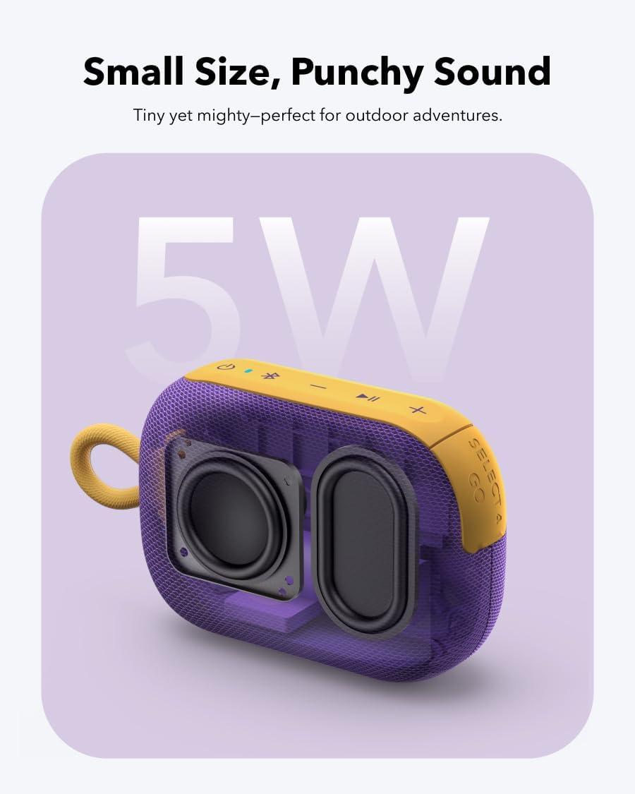 image:imagesoundcore Select 4 Go Bluetooth Shower Speaker by Anker IP67 WaterproofDustproof Portable Wireless 20H Playtime Floatable Powerful Sound Electronics for OutdoorsHomeOfficeTravelPartyPurplePurple Yellow