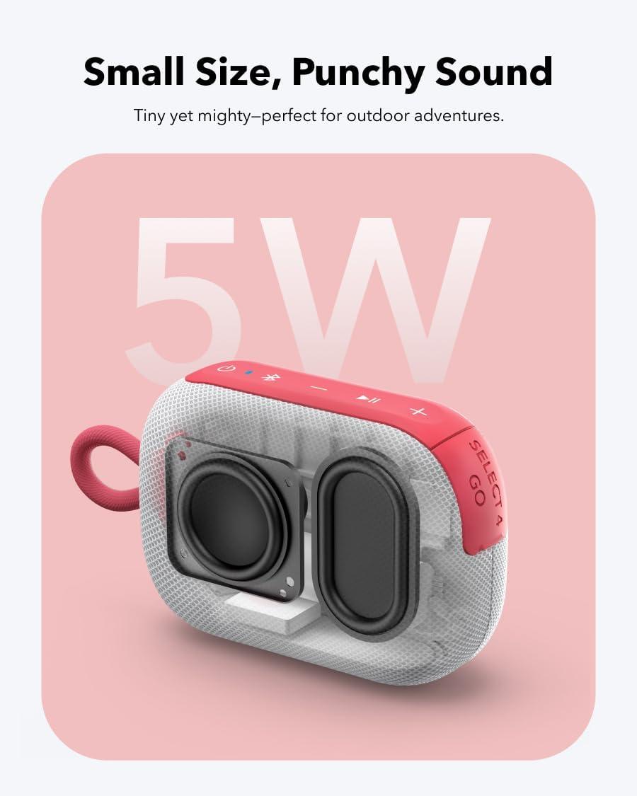 image:imagesoundcore Select 4 Go Bluetooth Shower Speaker by Anker IP67 WaterproofDustproof Portable Wireless 20H Playtime Floatable Powerful Sound Electronics for OutdoorsHomeOfficeTravelPartyPurpleRed