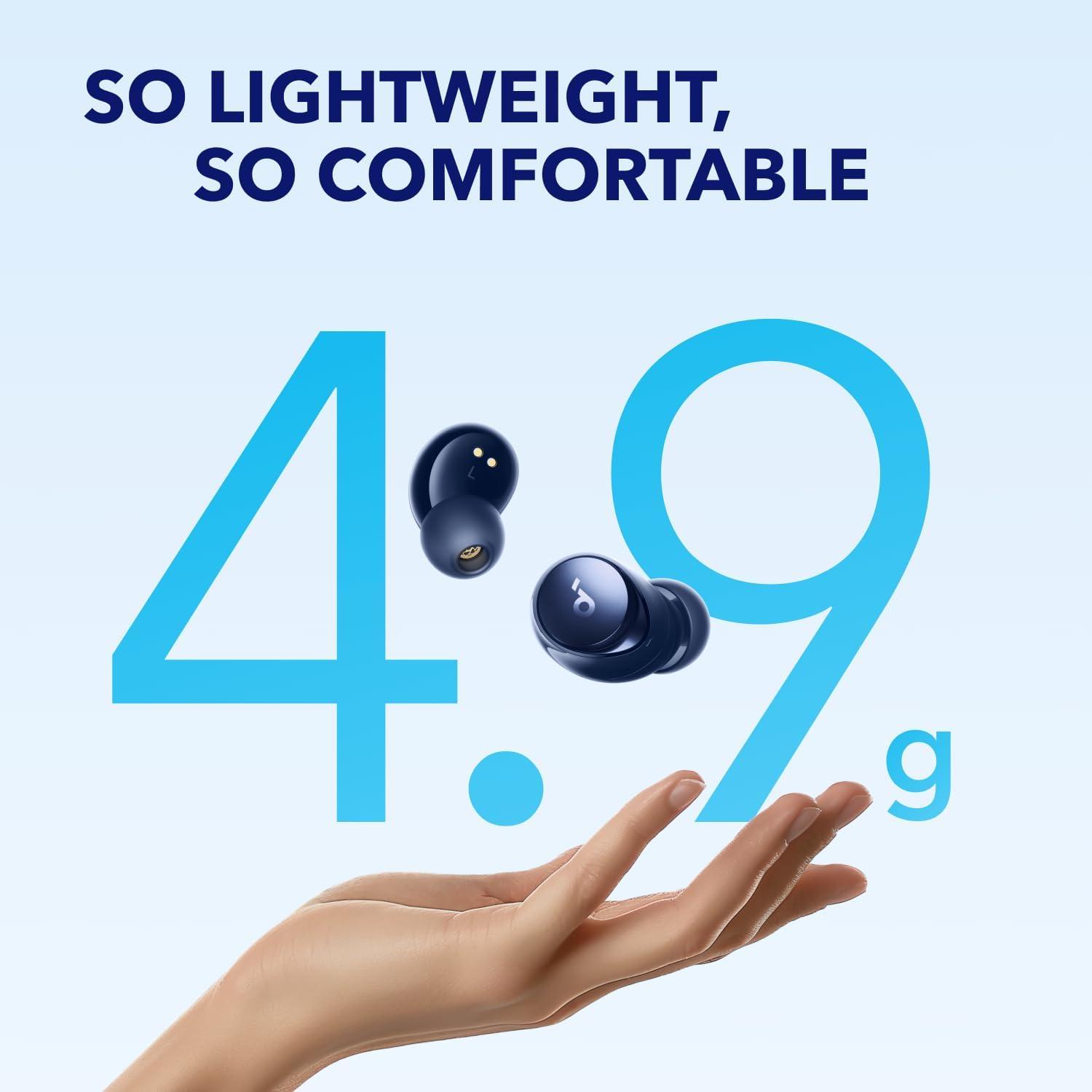 image:imagesoundcore by Anker Space A40 AutoAdjustable Active Noise Cancelling Wireless Earbuds Reduce Noise by Up to 98 50H Playtime HiRes Sound Comfortable Fit App Customization Wireless Charge BlueBlue