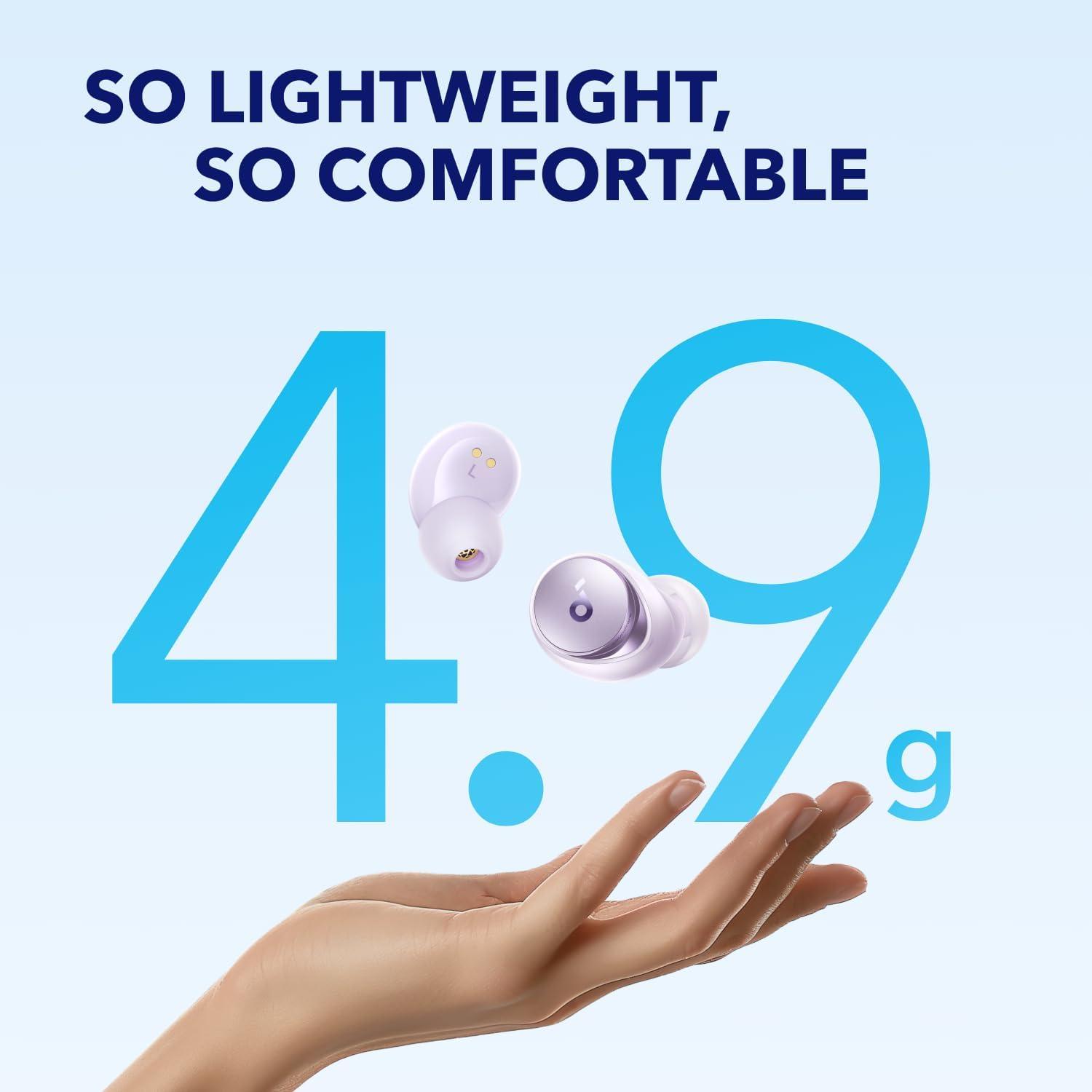 image:imagesoundcore by Anker Space A40 AutoAdjustable Active Noise Cancelling Wireless Earbuds Reduce Noise by Up to 98 50H Playtime HiRes Sound Comfortable Fit App Customization Wireless Charge BluePurple