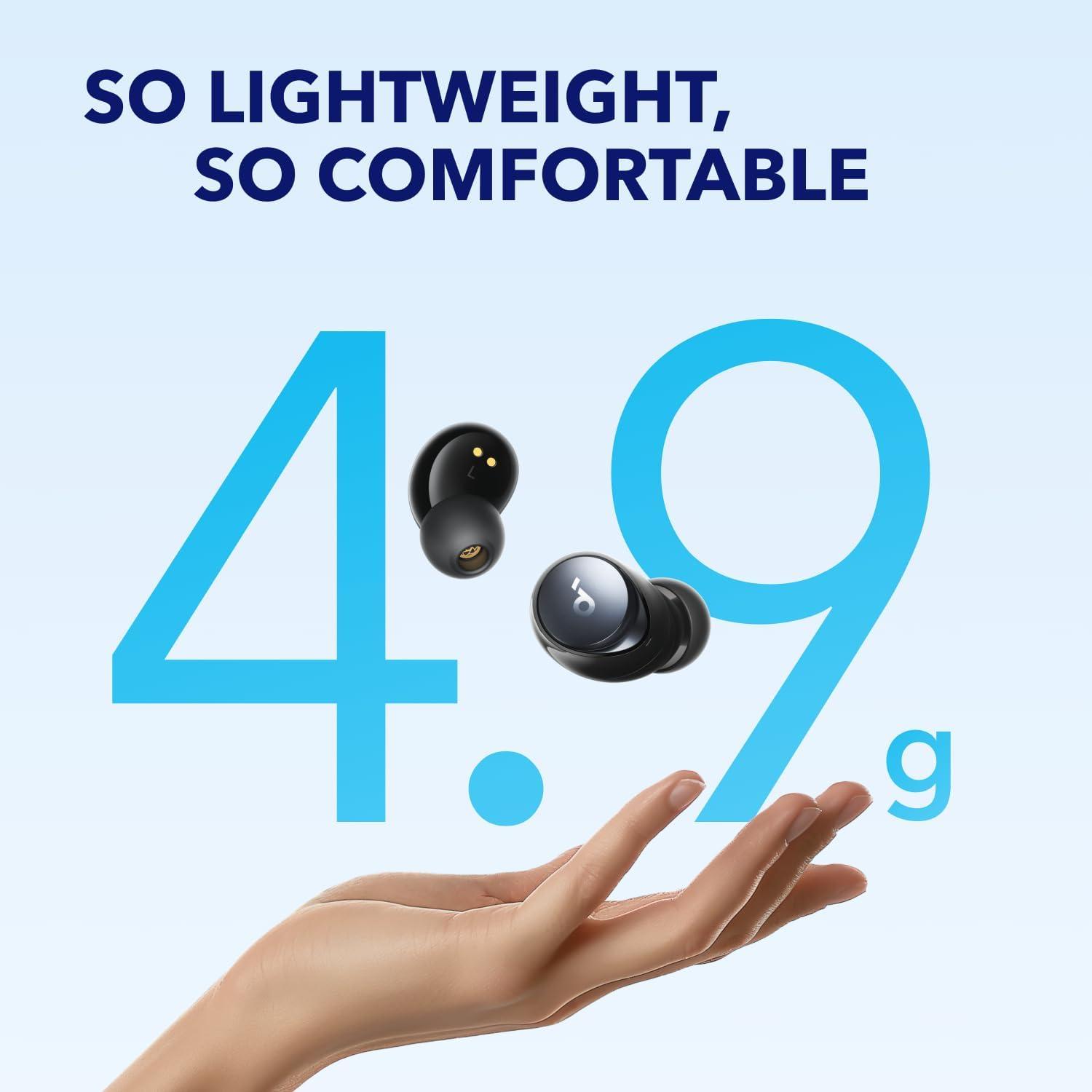 image:imagesoundcore by Anker Space A40 AutoAdjustable Active Noise Cancelling Wireless Earbuds Reduce Noise by Up to 98 50H Playtime HiRes Sound Comfortable Fit App Customization Wireless Charge BlueBlack