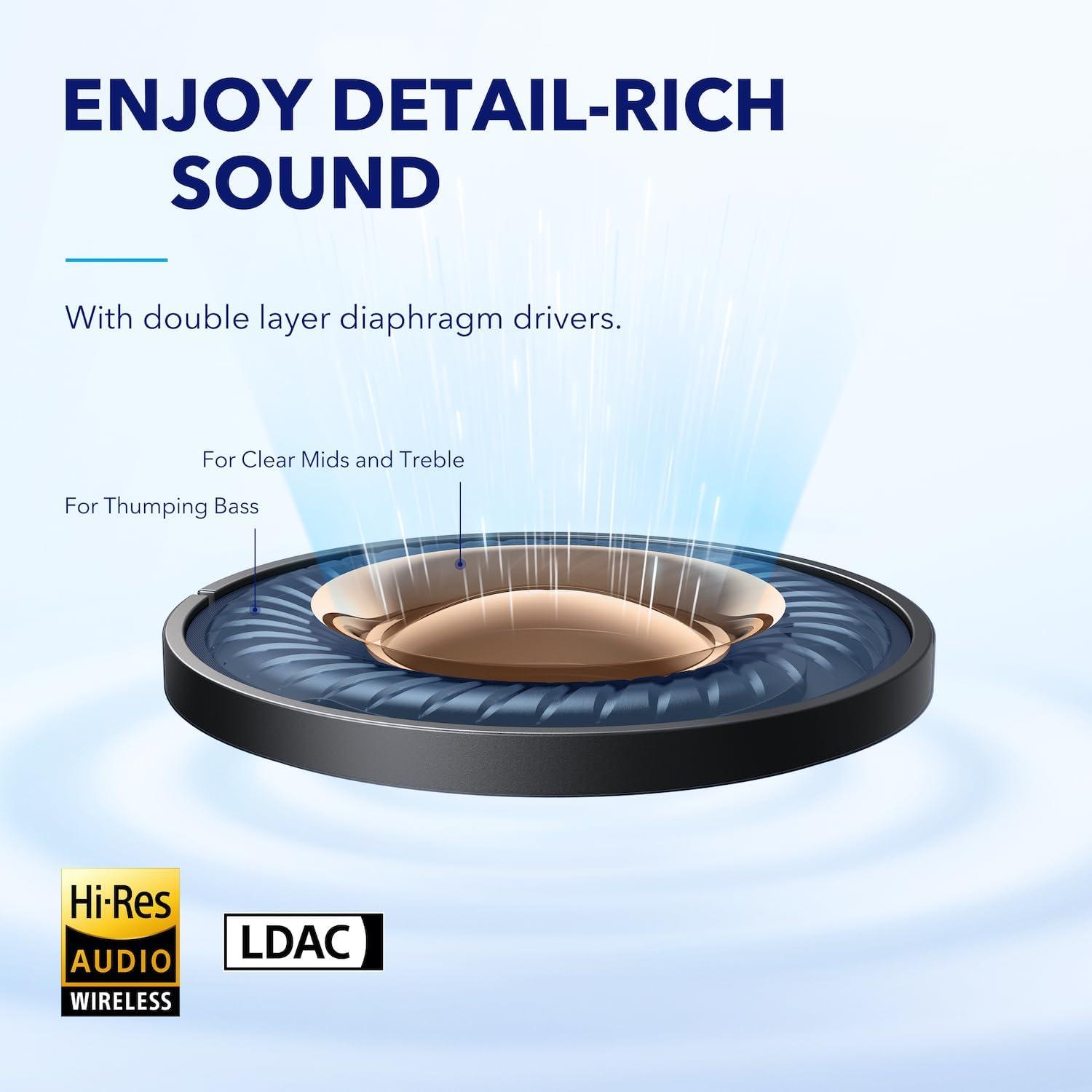 image:imagesoundcore by Anker Space A40 AutoAdjustable Active Noise Cancelling Wireless Earbuds Reduce Noise by Up to 98 50H Playtime HiRes Sound Comfortable Fit App Customization Wireless Charge BlueGreen