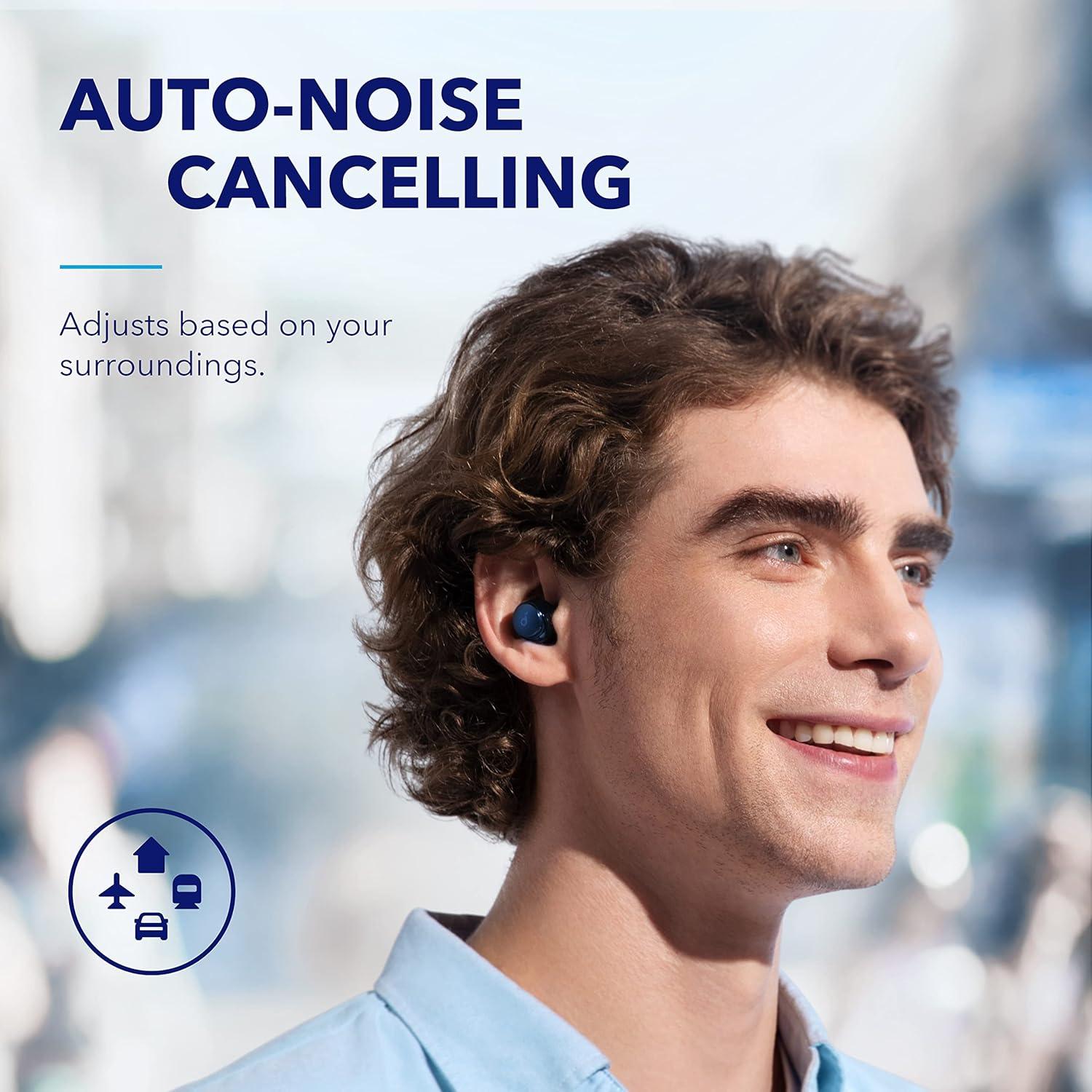 image:imagesoundcore by Anker Space A40 AutoAdjustable Active Noise Cancelling Wireless Earbuds Reduce Noise by Up to 98 50H Playtime HiRes Sound Comfortable Fit App Customization Wireless Charge BlueBlue