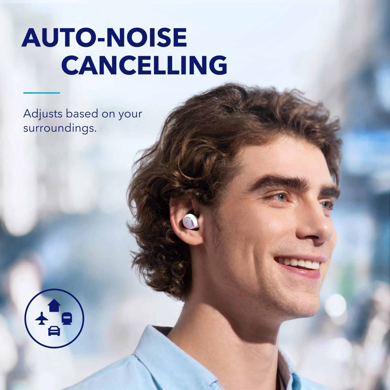image:imagesoundcore by Anker Space A40 AutoAdjustable Active Noise Cancelling Wireless Earbuds Reduce Noise by Up to 98 50H Playtime HiRes Sound Comfortable Fit App Customization Wireless Charge BluePurple