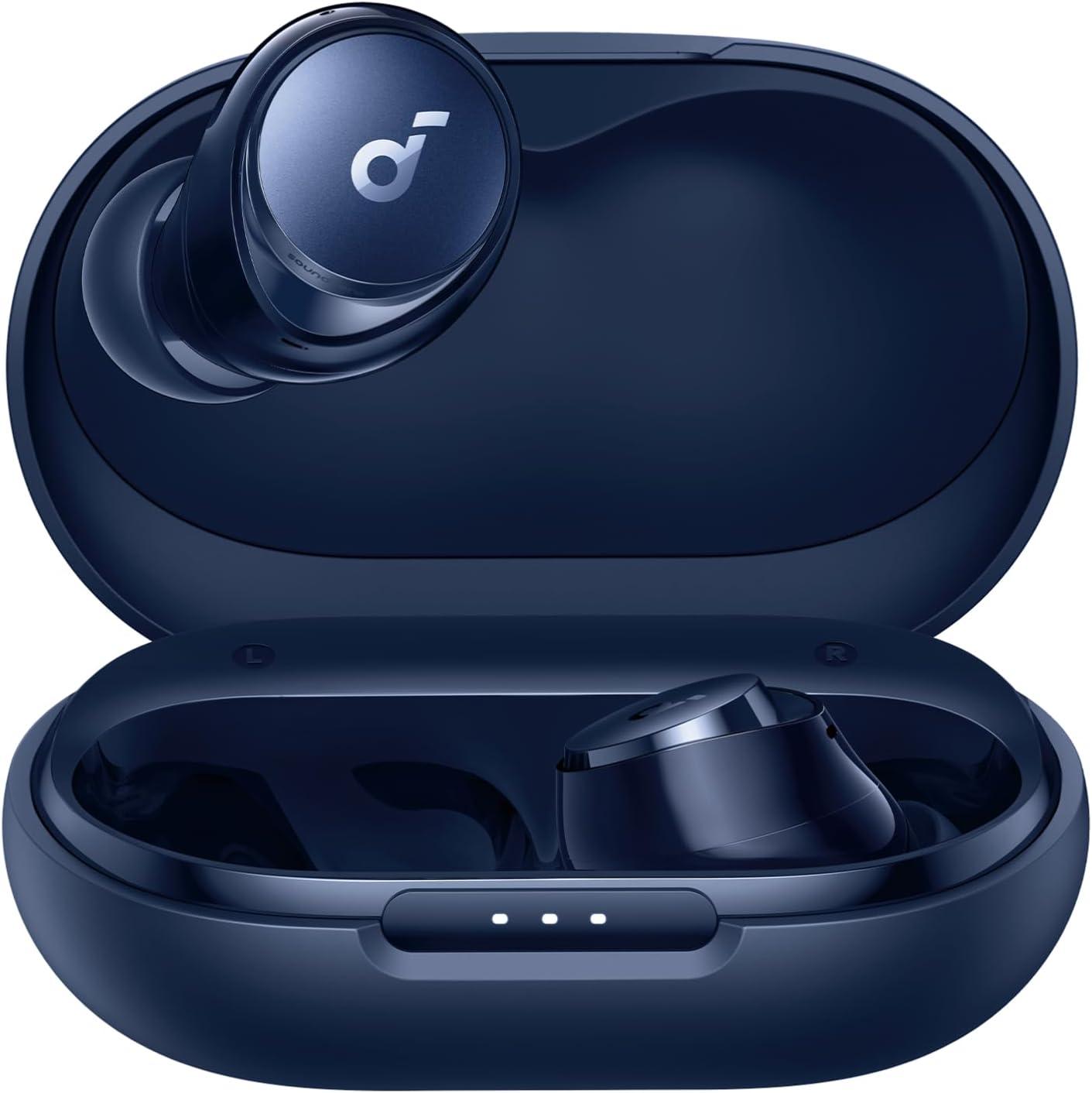 image:imagesoundcore by Anker Space A40 AutoAdjustable Active Noise Cancelling Wireless Earbuds Reduce Noise by Up to 98 50H Playtime HiRes Sound Comfortable Fit App Customization Wireless Charge BlueBlue