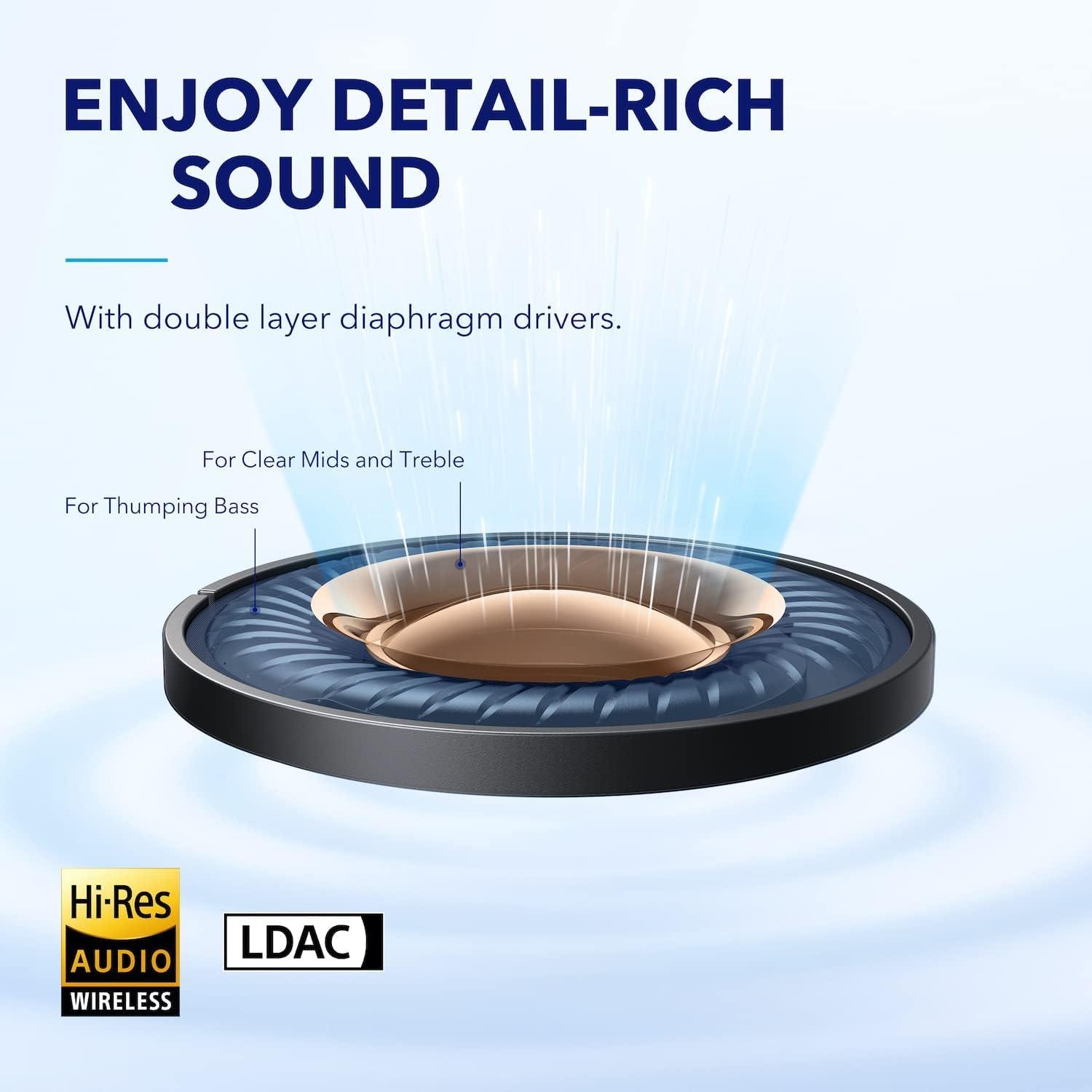 image:imagesoundcore by Anker Space A40 AutoAdjustable Active Noise Cancelling Wireless Earbuds Reduce Noise by Up to 98 50H Playtime HiRes Sound Comfortable Fit App Customization Wireless Charge BlueBlack