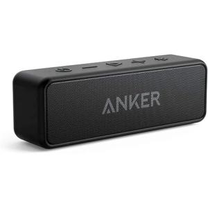 Anker Soundcore 2 Portable Bluetooth Speaker with Stereo Sound, Bluetooth 5, Bassup, IPX7 Waterproof, 24-Hour Playtime, Wireless, Speaker for Home, Outdoors, Travel – Blue(Black)