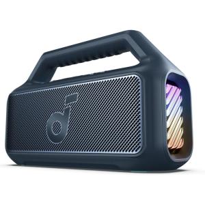 Soundcore Boom 2 by Anker, Outdoor Speaker, 80W, Subwoofer, BassUp 2.0, 24H Playtime, IPX7 Waterproof, Floatable, RGB Lights, USB-C, Custom EQ, Bluetooth 5.3, Portable for Camping and Beach – Blue(Blue)