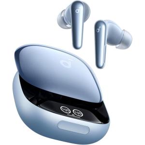 Soundcore Liberty 4 Pro by Anker, Noise Cancelling Wireless Earbuds, 7-Sensor and Real-Time Adaptive Noise Cancelling, 2× Faster Charging, Studio-Level Hi-Fi Music, Clear Calls with 6 Mics and AI(Glossy Light Blue)