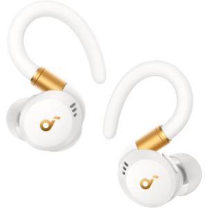 Soundcore Sport X20 by Anker, True-Wireless Workout Earbuds, Rotatable and Extendable Ear Hooks, Noise Cancelling, Deep Bass, IP68 Waterproof, Sweatproof, Dustproof, 48H Play, Sport Earbuds for Gym(White)
