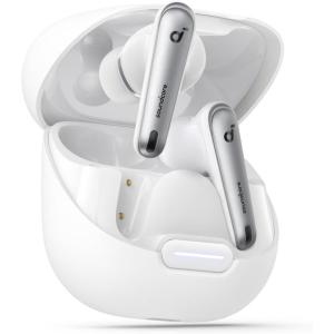 Soundcore by Anker Liberty 4 NC Noise Cancelling Earbuds, 98.5% Noise Reduction, Adaptive Noise Cancelling to Ears and Environment, Hi-Res Sound, 50H Battery, Wireless Charging, Bluetooth 5.3(Clear White)