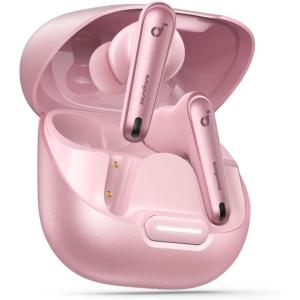 Soundcore by Anker Liberty 4 NC Noise Cancelling Earbuds, 98.5% Noise Reduction, Adaptive Noise Cancelling to Ears and Environment, Hi-Res Sound, 50H Battery, Wireless Charging, Bluetooth 5.3(Pastel Pink)