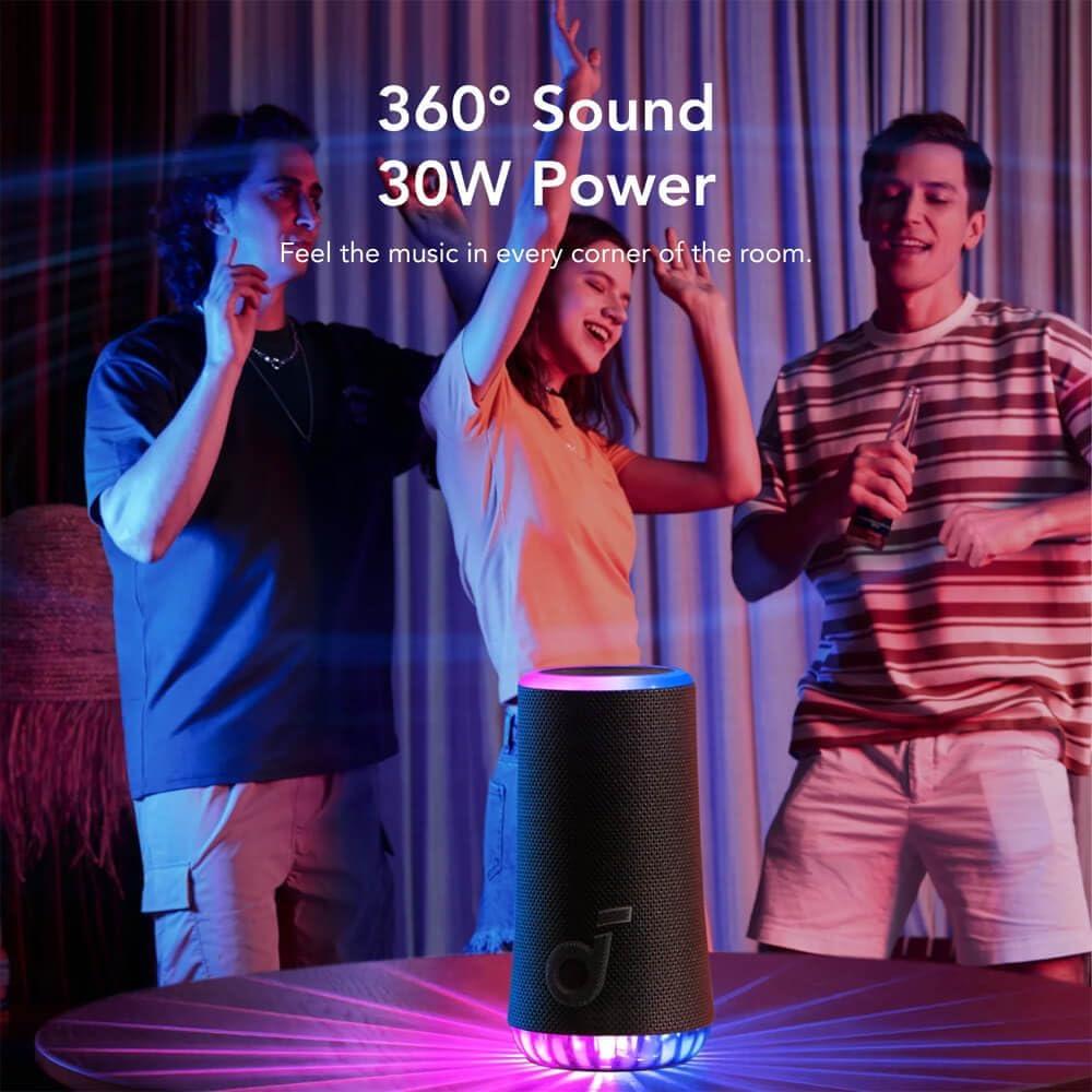 image:imageSoundcore Glow Portable Speaker by Anker with 30W 360 Sound Synchronized Radiant Light 18H Playback Customizable EQ and Light Show and IP67 Waterproof