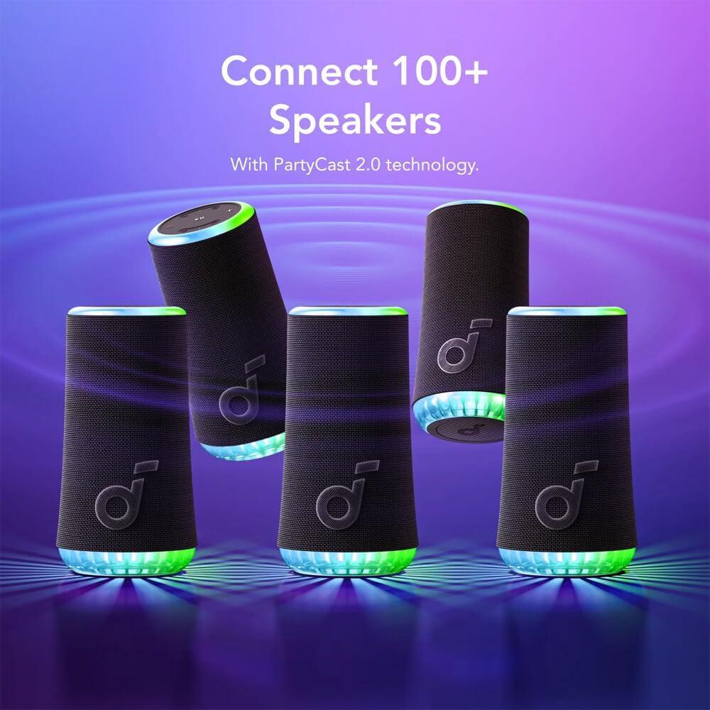 image:imageSoundcore Glow Portable Speaker by Anker with 30W 360 Sound Synchronized Radiant Light 18H Playback Customizable EQ and Light Show and IP67 Waterproof