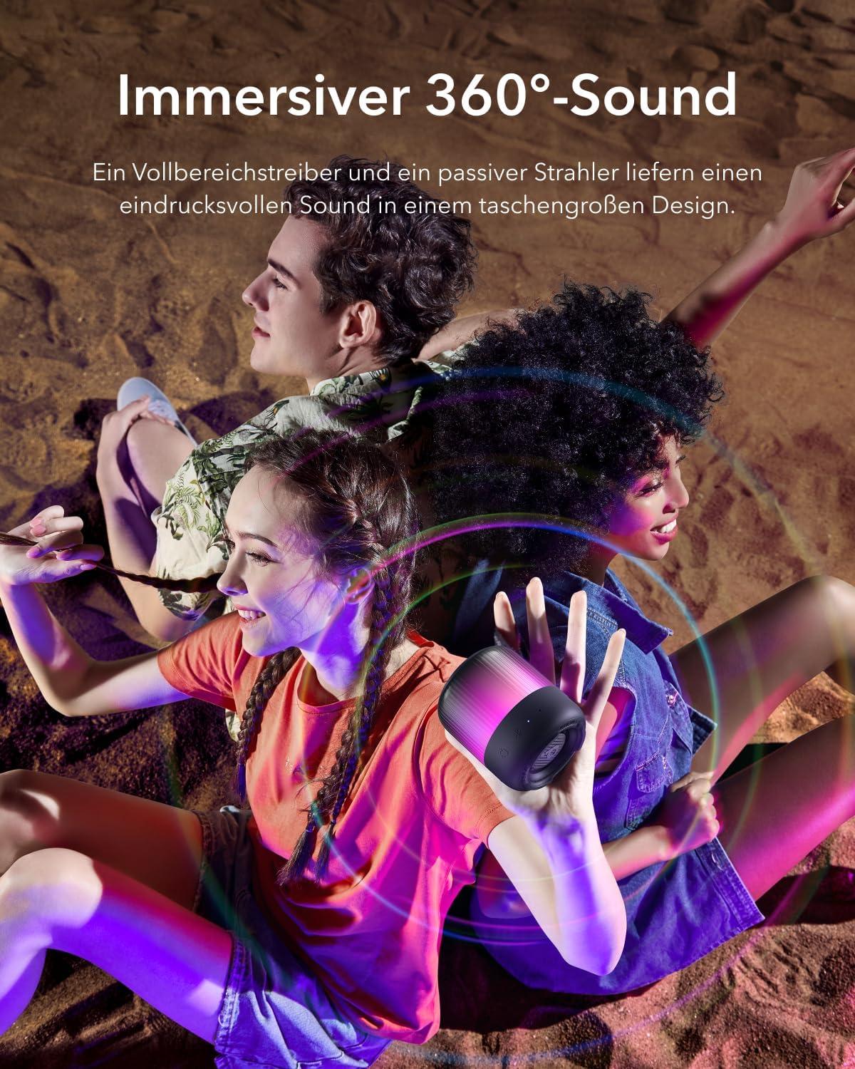image:imageSoundcore Glow Mini Portable Speaker By Anker Bluetooth Speaker with 360 Sound Light Show 12H Battery Customizable EQ and Light IP67 Waterproof and Dustproof for Camping Home and Beach Parties