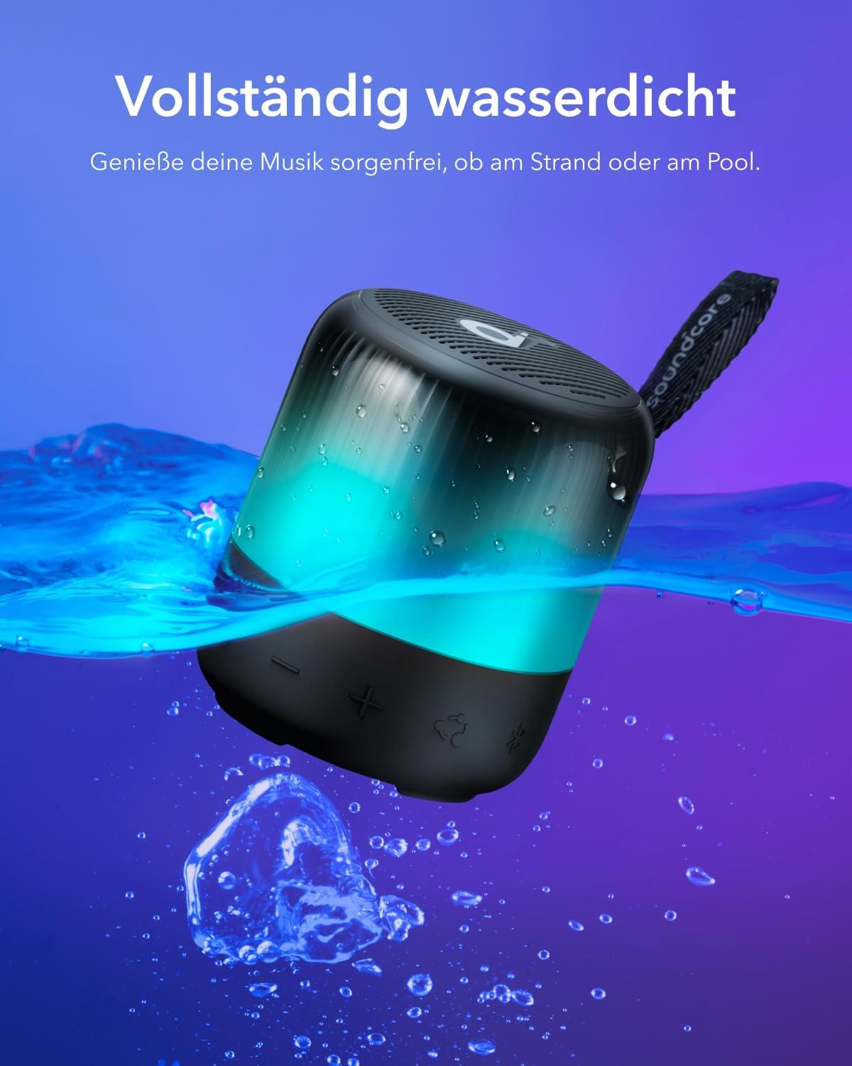 image:imageSoundcore Glow Mini Portable Speaker By Anker Bluetooth Speaker with 360 Sound Light Show 12H Battery Customizable EQ and Light IP67 Waterproof and Dustproof for Camping Home and Beach Parties