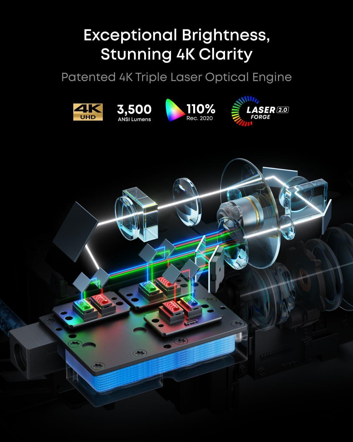 image:imageNEBULA X1 Triple Laser 4K Projector with Satellite Speakers 3500 ANSI Lumens 560001 Contrast 200W 412 Surround Sound 0915 Optical Zoom Smart AI Dolby Vision BuiltIn Micro Gimbal GTVX1