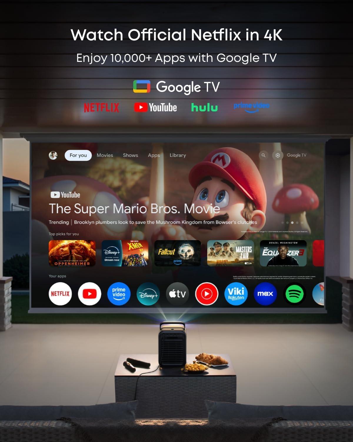 image:imageNEBULA X1 Triple Laser 4K Projector with Satellite Speakers 3500 ANSI Lumens 560001 Contrast 200W 412 Surround Sound 0915 Optical Zoom Smart AI Dolby Vision BuiltIn Micro Gimbal GTVX1Speakers