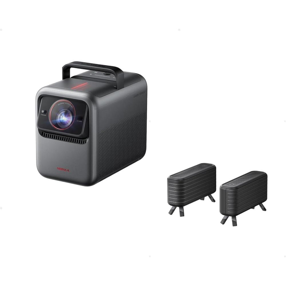image:imageNEBULA X1 Triple Laser 4K Projector with Satellite Speakers 3500 ANSI Lumens 560001 Contrast 200W 412 Surround Sound 0915 Optical Zoom Smart AI Dolby Vision BuiltIn Micro Gimbal GTVX1Speakers
