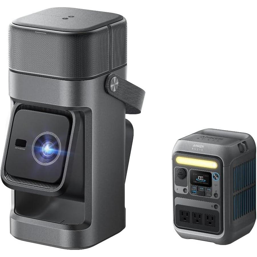 image:imagesoundcore Nebula P1 GTV Projector with Anker Solix C300 Power Station 650 ANSI Lumens 1080P 20W 20 Surround Sound Dolby Audio BuiltIn Gimbal Auto Adjust Portable with Carry HandleP1Power Station