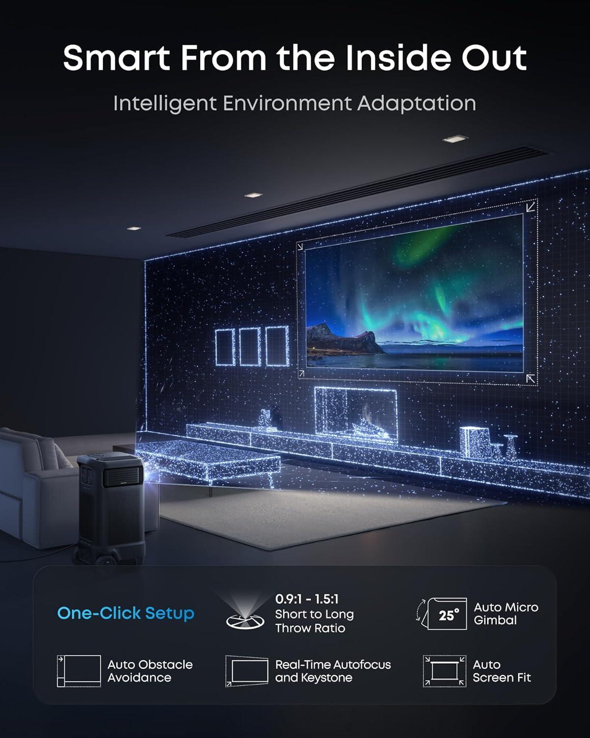 image:imagesoundcore Nebula X1 Pro Mobile Theater 4K Triple Laser Projector with 200 Silent Inflatable Screen 3500 ANSI Lumens 714 Dolby Atmos 560001 Contrast Optical Zoom Wireless Battery PumpX1 Pro