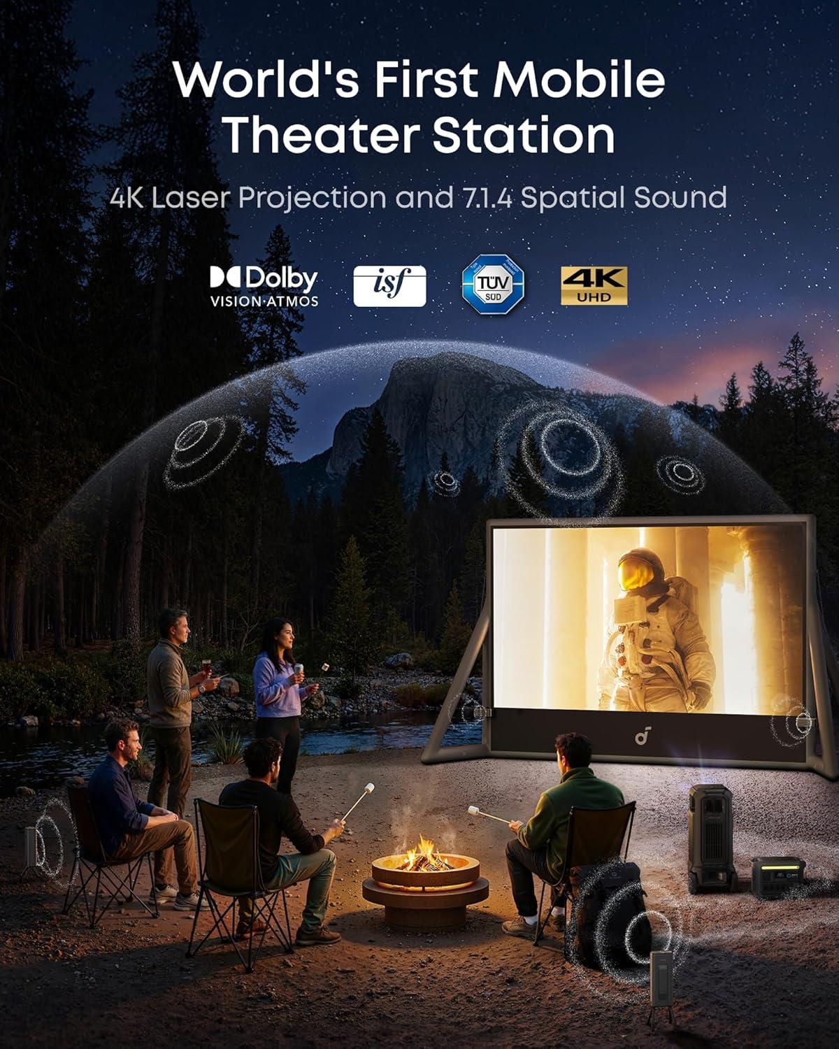 image:imagesoundcore Nebula X1 Pro Mobile Theater 4K Triple Laser Projector with 200 Silent Inflatable Screen 3500 ANSI Lumens 714 Dolby Atmos 560001 Contrast Optical Zoom Wireless Battery PumpX1 Pro