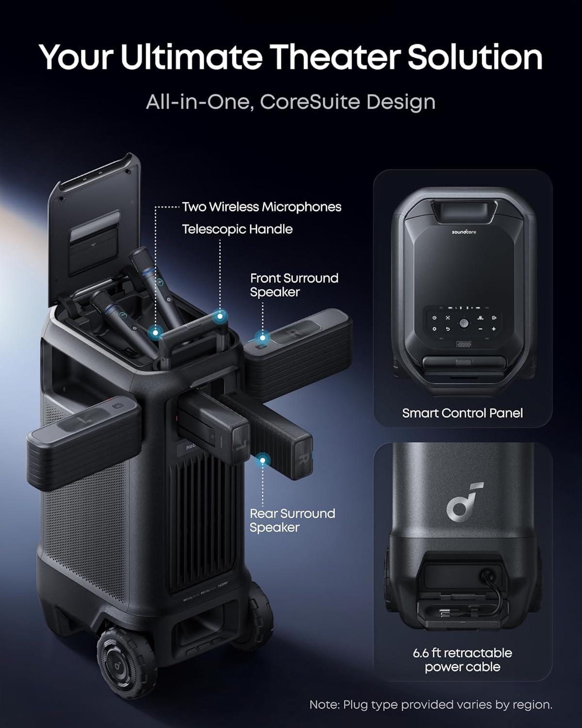 image:imagesoundcore Nebula X1 Pro Mobile Theater 4K Triple Laser Projector with 200 Silent Inflatable Screen 3500 ANSI Lumens 714 Dolby Atmos 560001 Contrast Optical Zoom Wireless Battery PumpX1 Pro