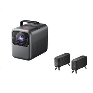 NEBULA X1 Triple Laser 4K Projector with Satellite Speakers, 3500 ANSI Lumens, 56000:1 Contrast, 200W 4.1.2 Surround Sound, 0.9-1.5 Optical Zoom, Smart AI, Dolby Vision, Built-In Micro Gimbal, GTV(X1+Speakers)