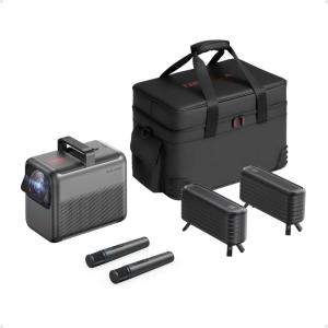 NEBULA X1 Triple Laser 4K Projector with Satellite Speakers, 3500 ANSI Lumens, 56000:1 Contrast, 200W 4.1.2 Surround Sound, 0.9-1.5 Optical Zoom, Smart AI, Dolby Vision, Built-In Micro Gimbal, GTV(X1+Speakers&Mic Bag)