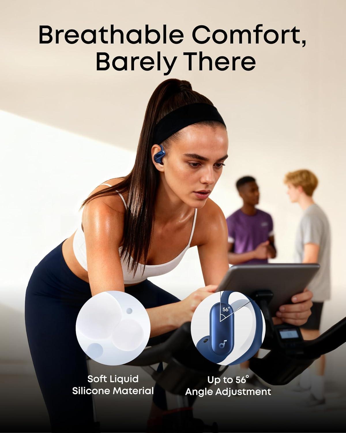 image:imageSoundcore AeroFit 2 Pro by Anker OpenEar with SemiinEar Active Noise Cancellation DualForm Earbuds Adjustable Ear Hooks HiRes LDAC 4Mic AI Clear Calls IP55 WaterProof Wireless Charging