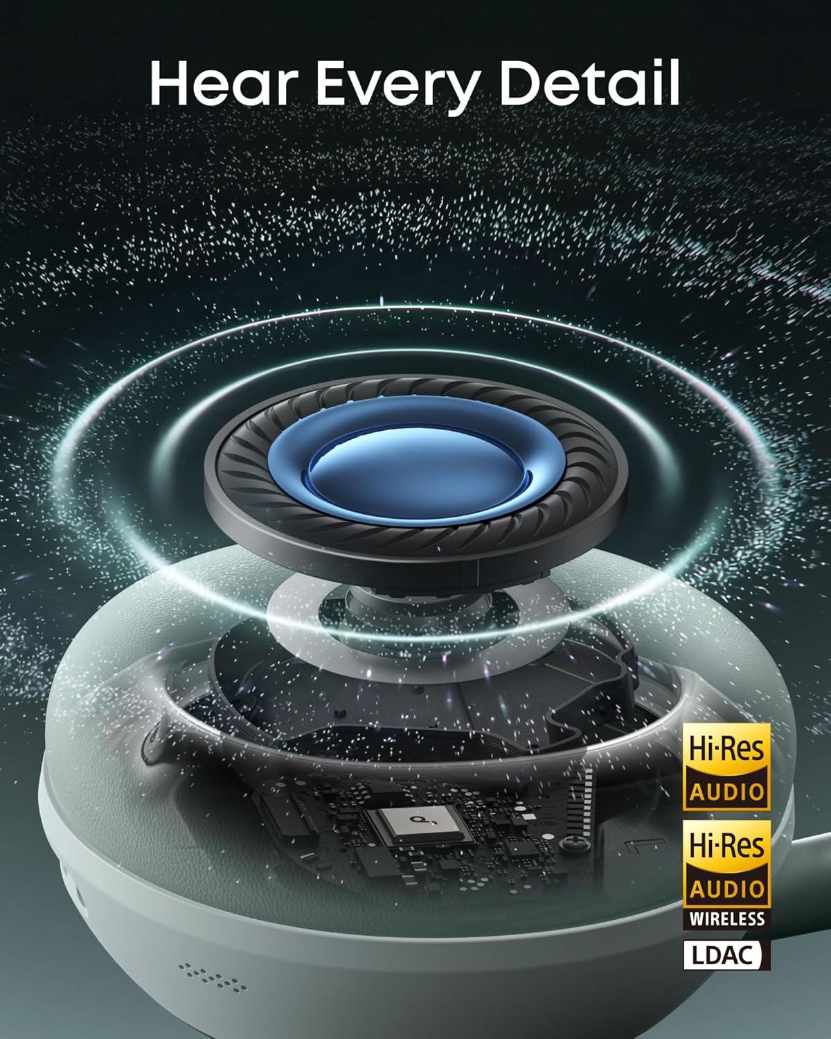 image:imageSoundcore Space 2 by Anker Active Noise Cancelling Headphones Comfortable Fit 50H Playtime LDAC HiRes Wireless Audio Dual Connection Clear Calls Bluetooth 61 Nap Mode Wearing DetectionSeafoam Green