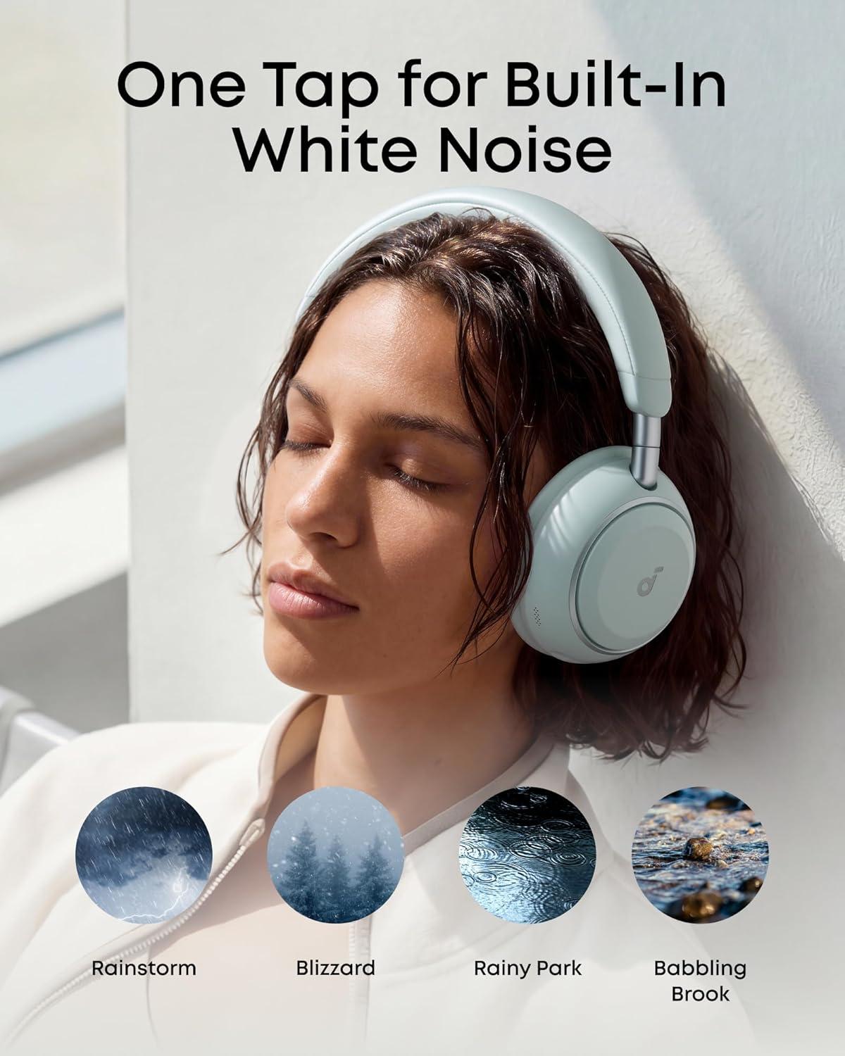 image:imageSoundcore Space 2 by Anker Active Noise Cancelling Headphones Comfortable Fit 50H Playtime LDAC HiRes Wireless Audio Dual Connection Clear Calls Bluetooth 61 Nap Mode Wearing DetectionSeafoam Green