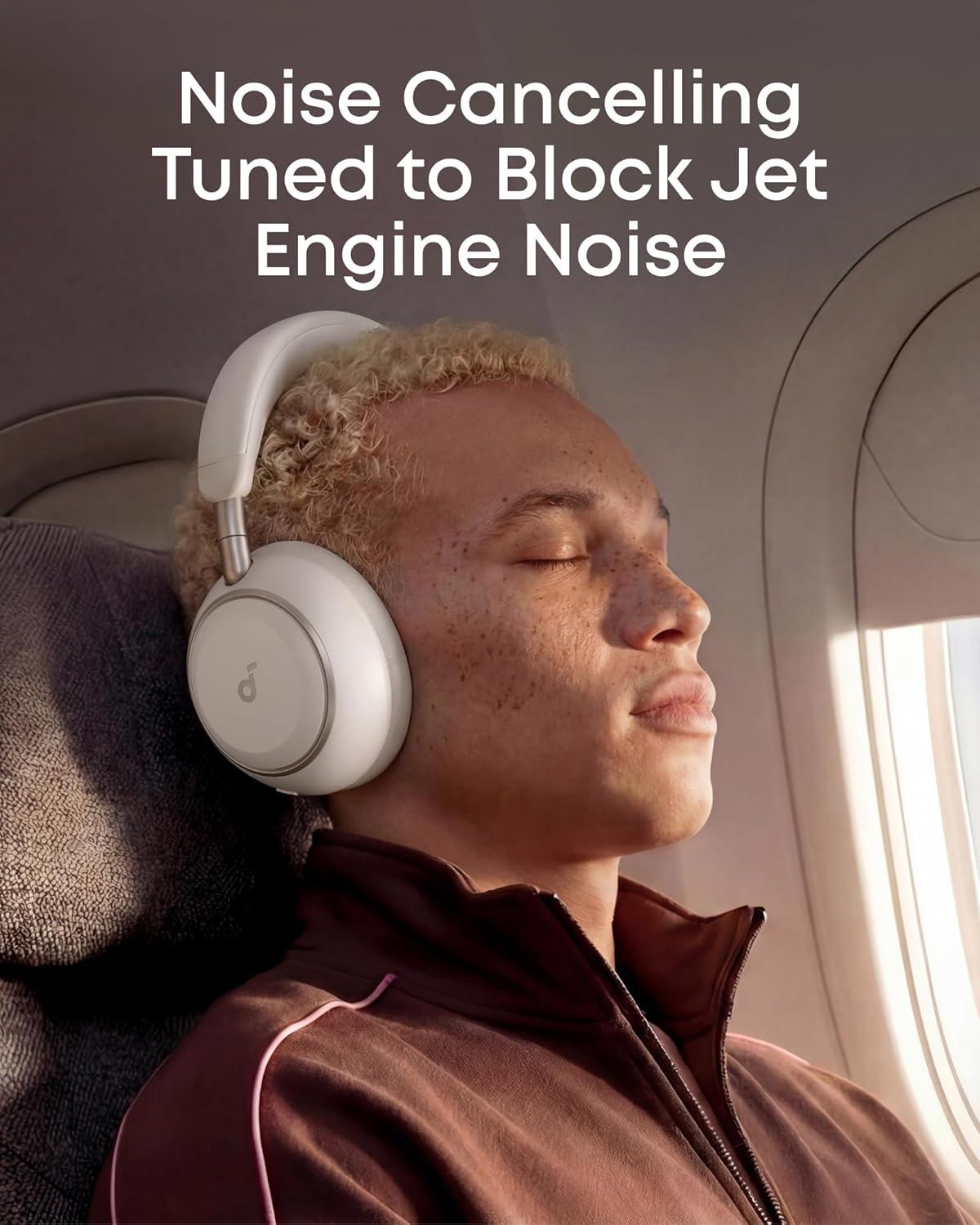 image:imageSoundcore Space 2 by Anker Active Noise Cancelling Headphones Comfortable Fit 50H Playtime LDAC HiRes Wireless Audio Dual Connection Clear Calls Bluetooth 61 Nap Mode Wearing DetectionLinen White
