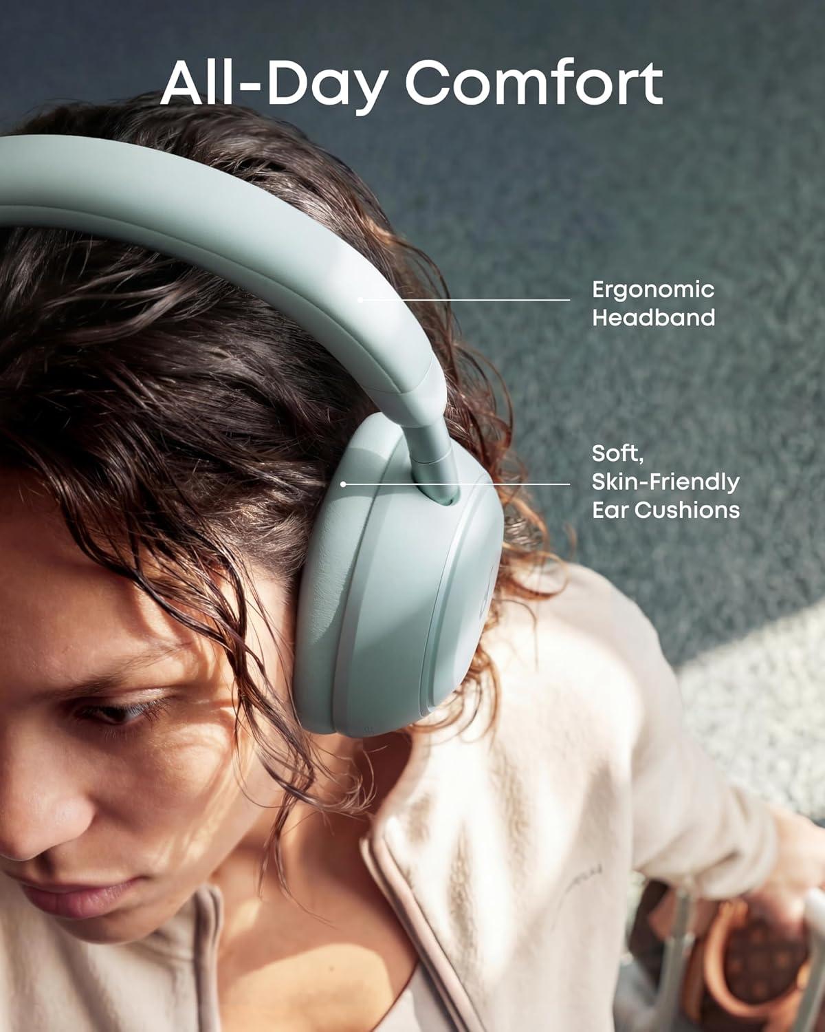 image:imageSoundcore Space 2 by Anker Active Noise Cancelling Headphones Comfortable Fit 50H Playtime LDAC HiRes Wireless Audio Dual Connection Clear Calls Bluetooth 61 Nap Mode Wearing DetectionSeafoam Green