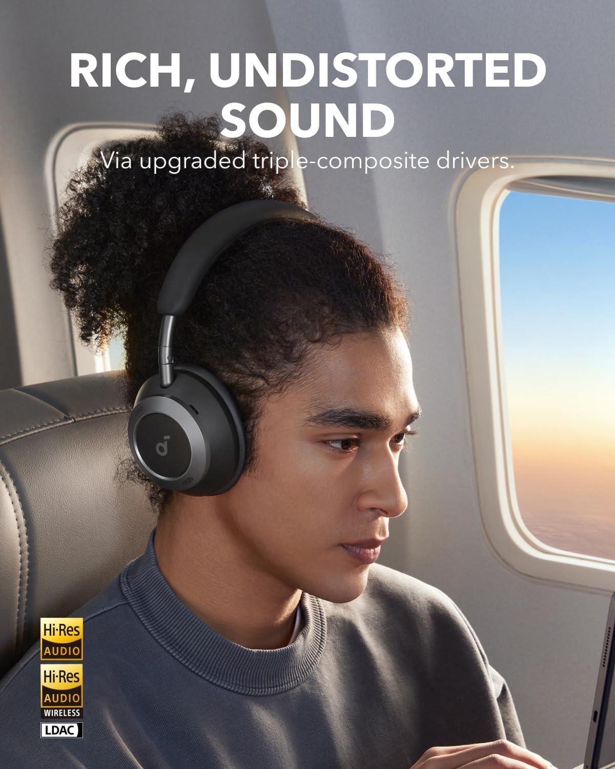 image:imageSoundcore Space One Pro by Anker with Headphones Case Adaptive Active Noise Cancelling Headphones Driven by 6 Mics Super Foldable Design 60H Lossless Audio UltraFast Charging HiRes Wireless