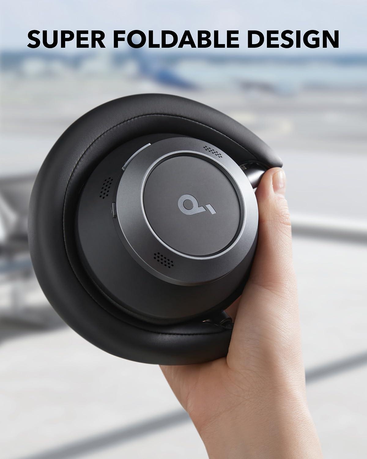 image:imageSoundcore Space One Pro by Anker with Headphones Case Adaptive Active Noise Cancelling Headphones Driven by 6 Mics Super Foldable Design 60H Lossless Audio UltraFast Charging HiRes Wireless