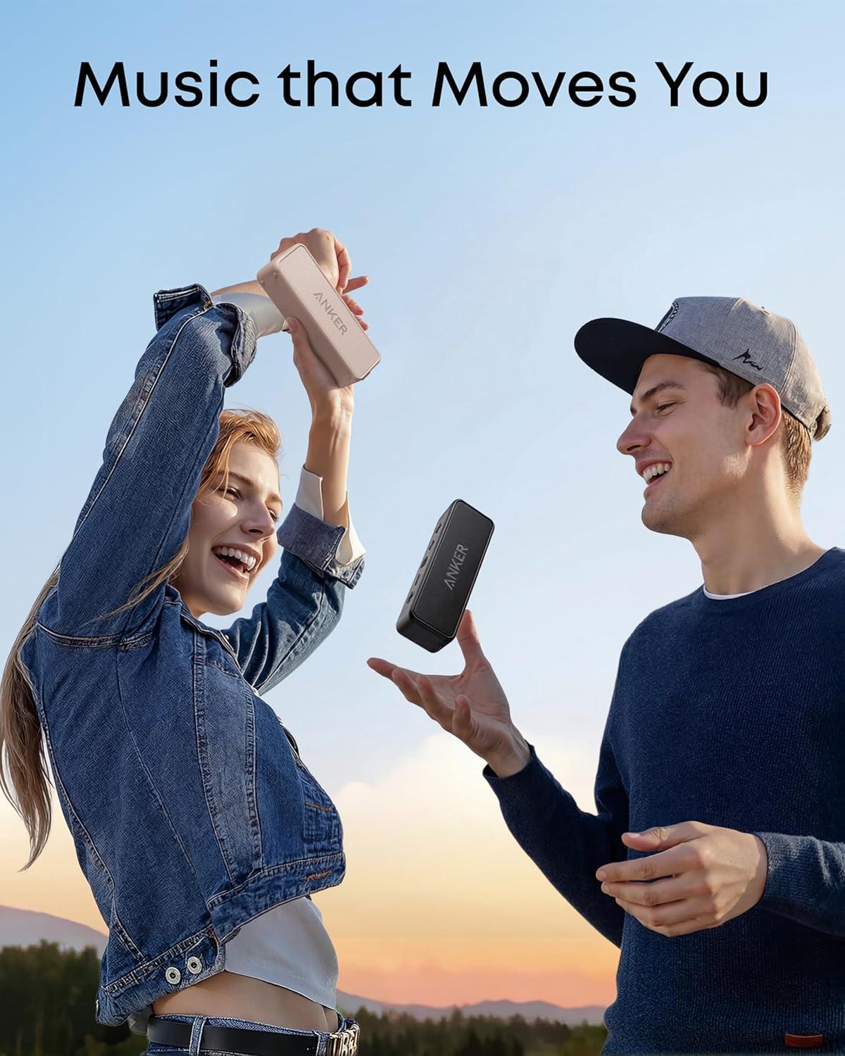 image:imageAnker Soundcore 2 Portable Bluetooth Speaker with Stereo Sound Bluetooth 5 Bassup IPX7 Waterproof 24Hour Playtime Wireless Speaker for Home Outdoors TravelMocha Brown