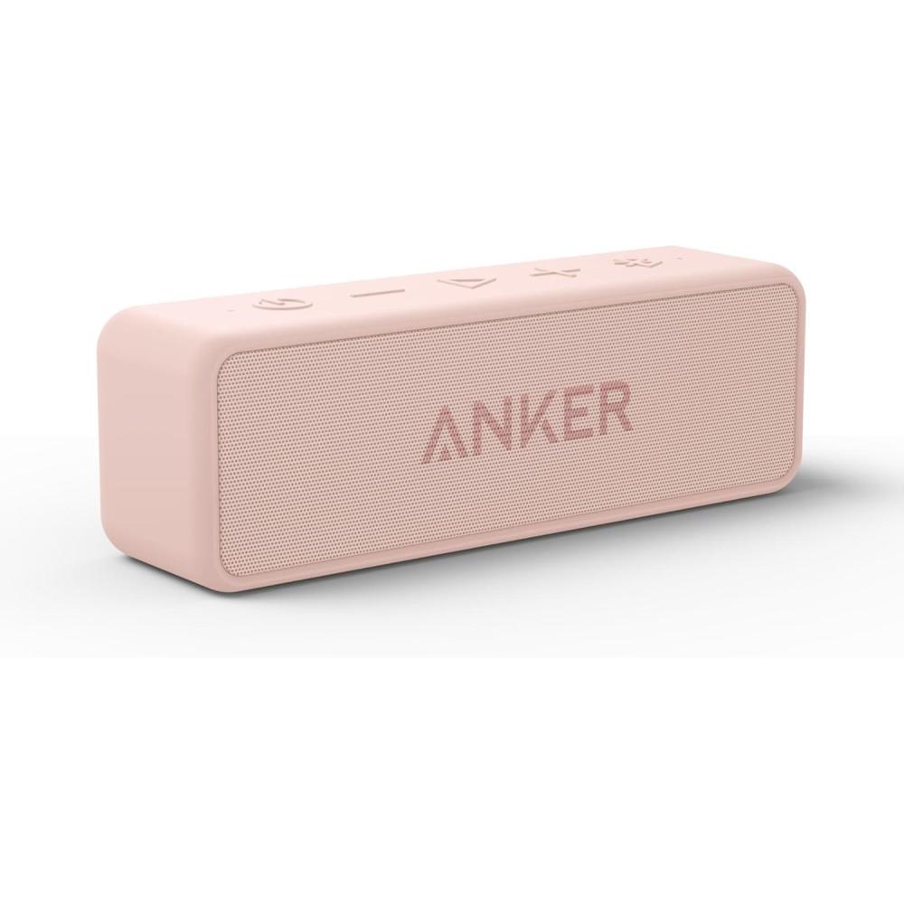 image:imageAnker Soundcore 2 Portable Bluetooth Speaker with Stereo Sound Bluetooth 5 Bassup IPX7 Waterproof 24Hour Playtime Wireless Speaker for Home Outdoors TravelPink