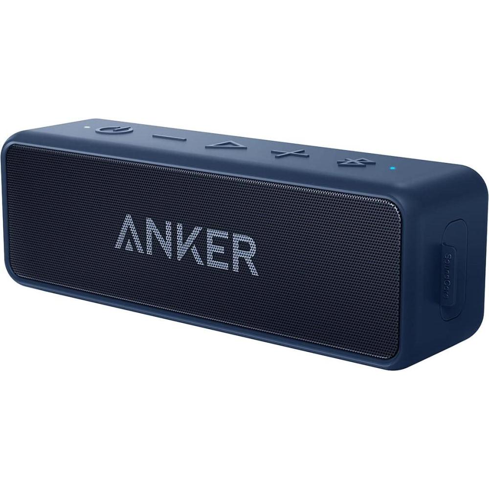 image:imageAnker Soundcore 2 Portable Bluetooth Speaker with Stereo Sound Bluetooth 5 Bassup IPX7 Waterproof 24Hour Playtime Wireless Speaker for Home Outdoors TravelNavy Blue